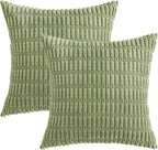 MIULEE Corduroy Decorative Throw Pillow Covers 12x12 Sage Green Pack of 2 | - Image 6
