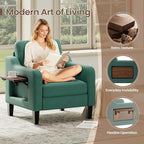 Accent Chair for Living Room Modern Linen Upholstered Armchair Side Wooden - Image 3