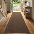 2x6 Beige Brown Solid Runner Rug Washable Non-Slip - Image 2