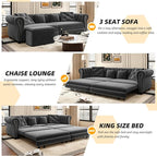 89" Velvet Pull Out Sofa Bed - Image 3