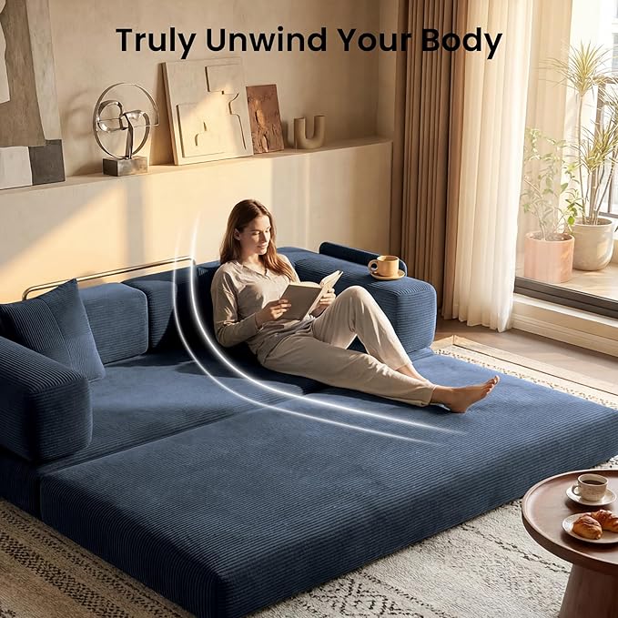 78.8" Convertible Sofa Bed, Corduroy Futon Couch - Image 5