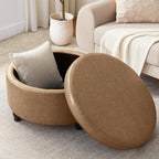 30-Inch Round Storage Ottoman, Modern Ottoman Coffee Table - Image 6
