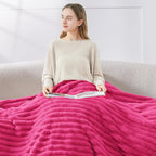 BEDELITE Ribbed Twin Blanket for Couch & Bed, Hot Pink, Warm Yet Lightweight - Image 3
