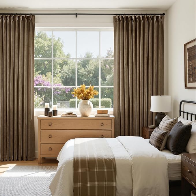 Extra Wide 90 Inch Long Pleated Curtains 70 Inch Wide Dutch Cocoa | Pinch Pleat by Twodrapes
