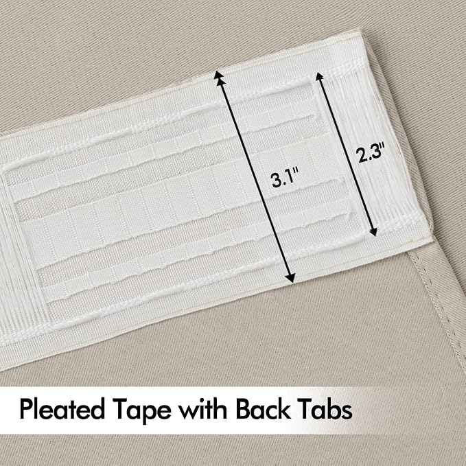 MIULEE Natural Back Tab Blackout Curtains 52x120 Inch Long 2 Panels Set | Rod - Image 4