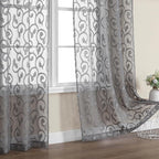 Furman Grey Sheer Curtains 72 inches Long 2 Panels Set, Light Filtering Top Rod by OWENIE