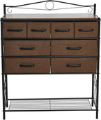 Household Essentials Walnut Iron 8-Drawer Sideboard - Image 4