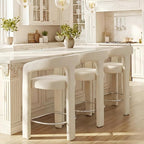 HNY 26 Inch Velvet Modern Tall Barrel Bar Stools Set of 3, Upholstered Barstools - Image 7