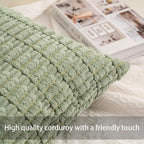 Aegero Pack of 2 Corduroy Decorative Throw Pillow Covers 18x18 Inch, Aqua | - Image 2