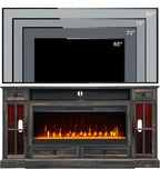 OKD Fireplace TV Stand for 80 Inch TV, Farmhouse Entertainment Center - Image 6