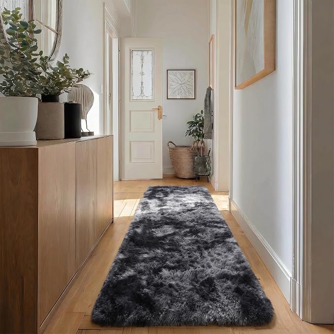 Super Soft Runner Rugs for Hallway 2' x 6', Abstract Grey Bedroom Rugs | Plush - Image 5