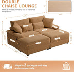 SUNWAVE 74" W Double Chaise Lounge Chair Indoor, Oversized Loveseat - Image 2