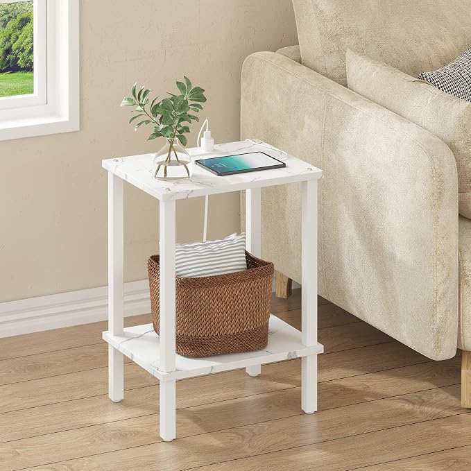 TUTOTAK End Table with Charging Station, Small Side Table, Nightstand Bedside - Image 8