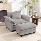 Oversized Accent Chair with Ottoman Set of 2, Upholstered Armchair with Extra - Image 3