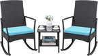 Greesum 3 Pieces Patio Furniture Set Outdoor Wicker Rocking Chairs by BuynowfromGreesum