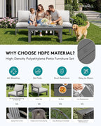 SERWALL HDPE Patio Sofa Set, 4-piece Sectional Outdoor Furniture Set, All - Image 3