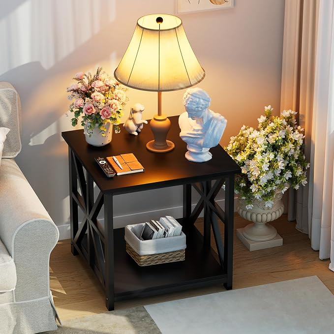 GreenForest End Table with 2-Tier Storage Shelf, 19.7 inch Side Table - Image 9