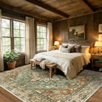 RELEANY Washable Area Rug, Large 10'x12', Brick/Brown/Green | Non-Slip - Image 3