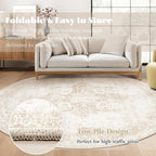Round Rugs 6ft Washable Rug, Vintage Boho Medallion Rugs Non-Slip Soft Low Pile - Image 7