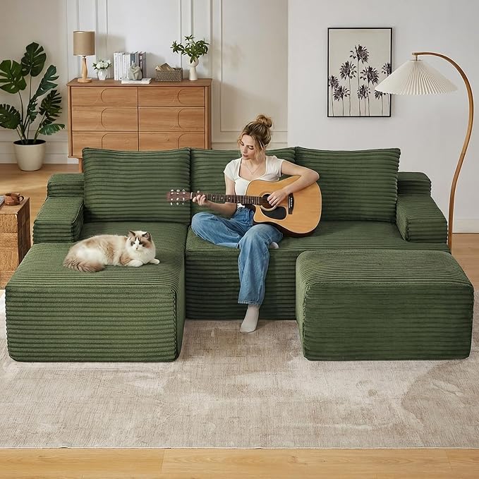 96" Cloud Sectional Couch U-Shaped Chaise - Image 6