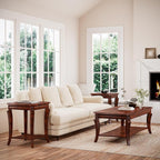 Coffee Table with Tempered Glass Top and Storage Shelf, Farmhouse Living Room - Image 4