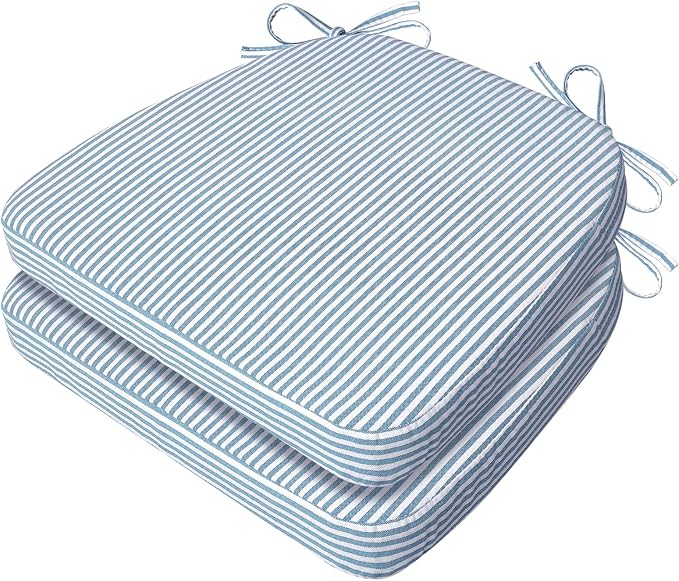 AAAAAcessories D-Shaped Chair Cushions, Machine-Washable Cover, Pinstripe Blue by AAAAAcessories