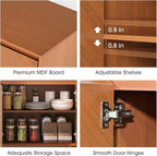 JOINICE Storage Cabinet, Mid-Century Modern Wood Accent Cabinet, Chevron - Image 4