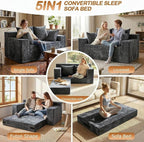 Loveseat Sofa Bed, Convertible Silky Velvet 5-in-1 Foldable Boneless Sleeper - Image 3