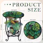 Cinnvoice Outdoor Side Table Round Small Mosaic Patio Accent Indoor End Plant - Image 3