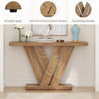 karlott 51 Inch Console Table, Modern V-Shaped Entryway Table, Wood Sofa Table - Image 6