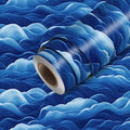 HOMETITUTE Wave Pattern Wallpaper Peel and Stick Ocean Blue Contact Paper Wall by HOMETITUTE