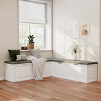 ECACAD L-Shape Wood Shoe Storage Bench by ECACAD