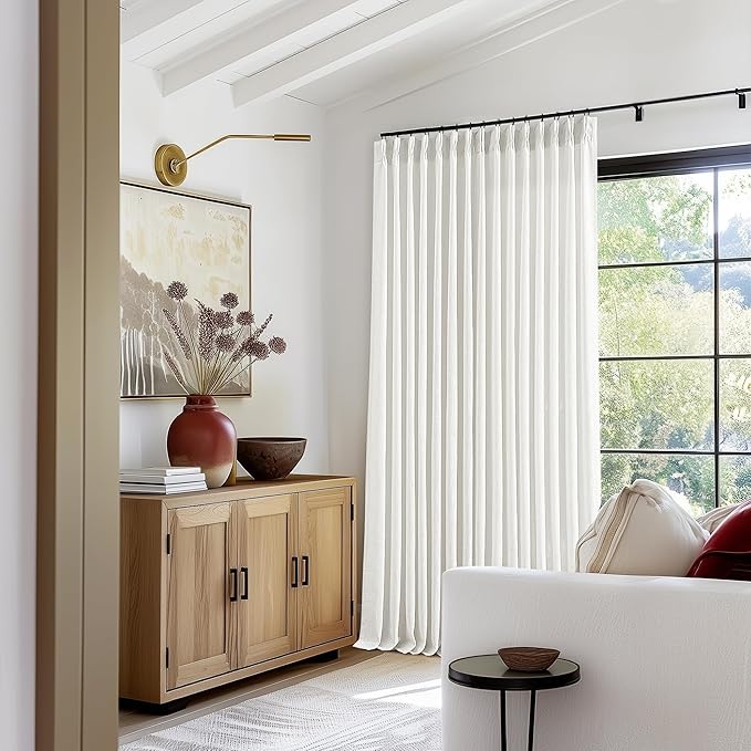 Beige White Pinch Pleated Extra Wide Curtain Panels 84 Inches Long 100 Wide | - Image 8