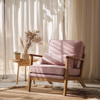 VINGLI Solid Wood Wide Armrests Accent Chair, Upholstered Mid Century Modern by VINGLI