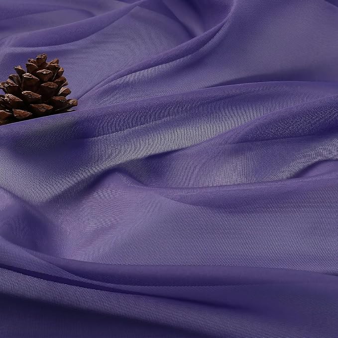 Purple Sheer Curtains 63 Inches Long 2 Panels Set, Light Filtering Sheer - Image 5