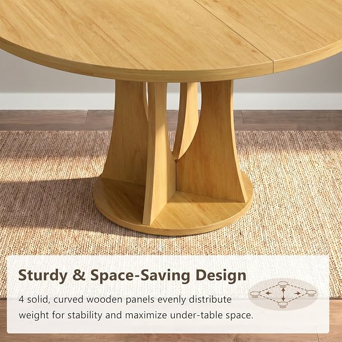 Einhomn 43-59" Extendable Round Dining Table, Kitchen Table - Image 8