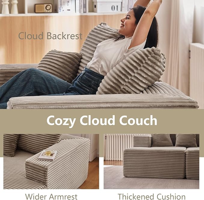 167.7" Sectional Cloud Couch for Living Room, Modular Floor Deep-Seat Sofa - Image 6