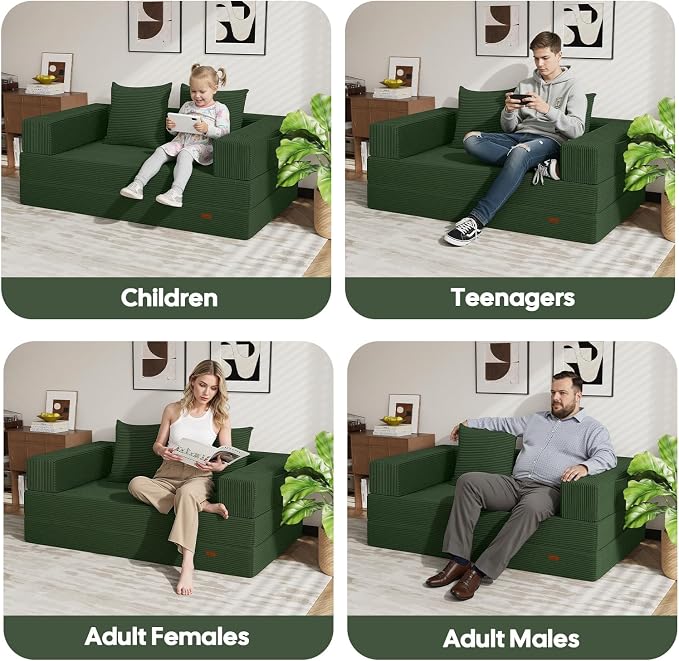 COMAX Futon Sofa Bed, 4‑in‑1 Convertible Sofa Bed, Folding Boneless Couches - Image 4