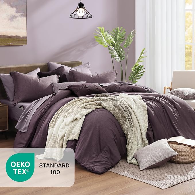 Monbix Super King Comforter Set, Italian Plum Cationic Dyeing Bedding Set - Image 5