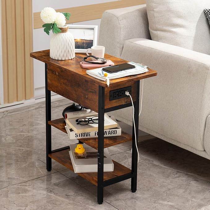 Yoobure End Table with Charging Station, Flip Top Side Table with USB Ports and - Image 8