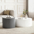 2-Piece Round Nesting Coffee Table Set, 29.52" Marble Coffee Table and End by Henf