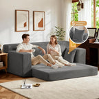 Oversized Boneless Loveseat, 3 Seater Pull Out Convertible Sofa Bed - Image 4