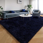 Navy Blue Rug 3x5, Fluffy Dark Blue Rugs - Image 4
