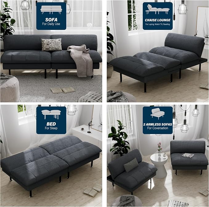 Ribilake 70" Futon Sofa Bed, 4 in 1 Multi-Function Couch Sleeper - Image 5