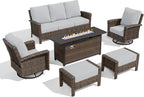 HERA'S HOUSE Grey Patio Furniture Set, High Back Wicker Sofa, Swivel Chairs - Image 9