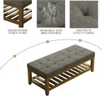 Befurtori Large Rectangular Upholstered Ottoman Bench, Linen Tufted Footrest - Image 6