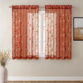 MIULEE Terracotta Sheer Fall Curtains 2 Panels Leaf Patterned, W52 x L45 | by MIULEE