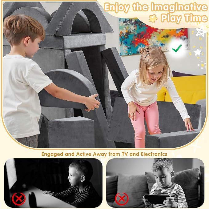 JY QAQA 18Pcs Modular Kids Play Couch Set, Toddler Sectional Sofa - Image 6