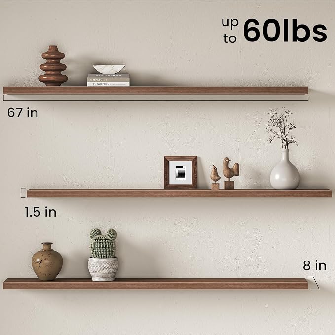 Fun Memories 67Inch Long Floating Shelves, 8 Inch Deep Shelves - Image 3