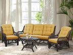 Malibu Lounge Set of 4: 2 Natural Rattan Wicker Chairs, Three-Seater Sofa by Wickerix